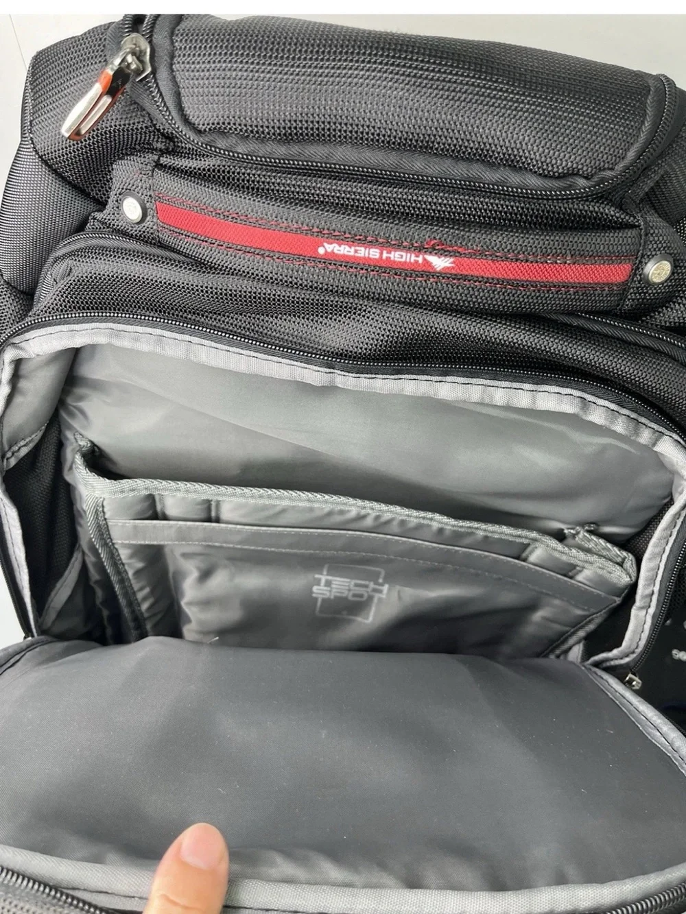 High Sierra Rolling Backpack Black Red Tech Spot Laptop Pocket Travel Adventure